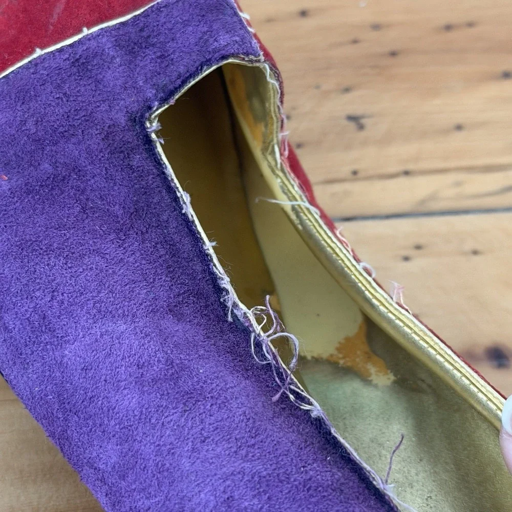 Vtg Multi-Color Retro 80s Colorblock Pumps Heels Pointed‎ Toe Size 10B Mod